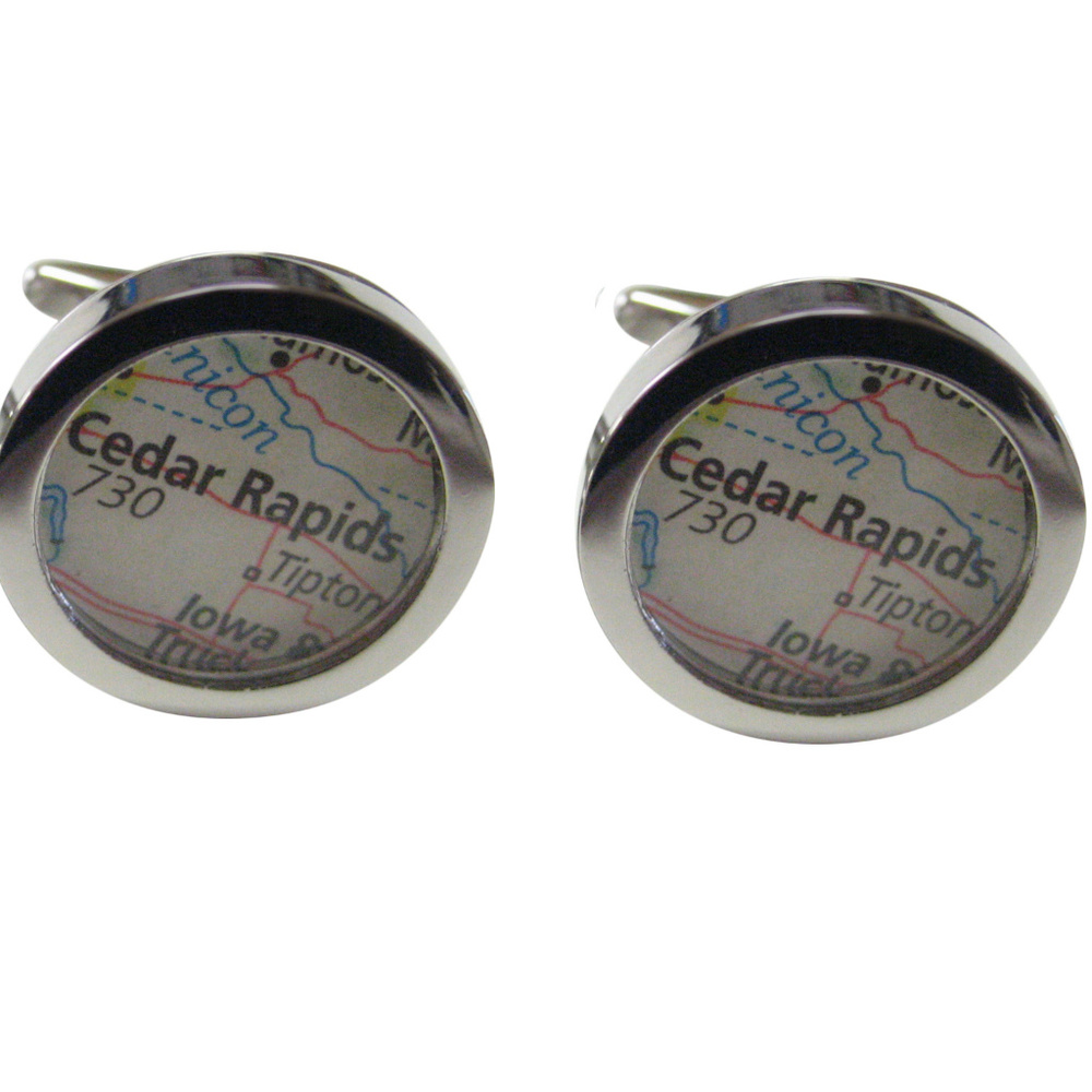 Cedar Rapids Iowa Map Cufflinks - image 1